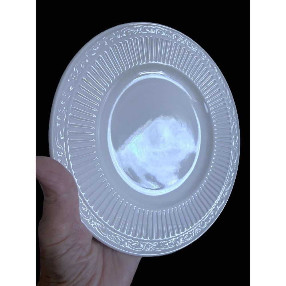 2 Mikasa Italian Countryside Salad Plates White Ribbed Stoneware DD900 8-5/8" - Picture 5 of 7